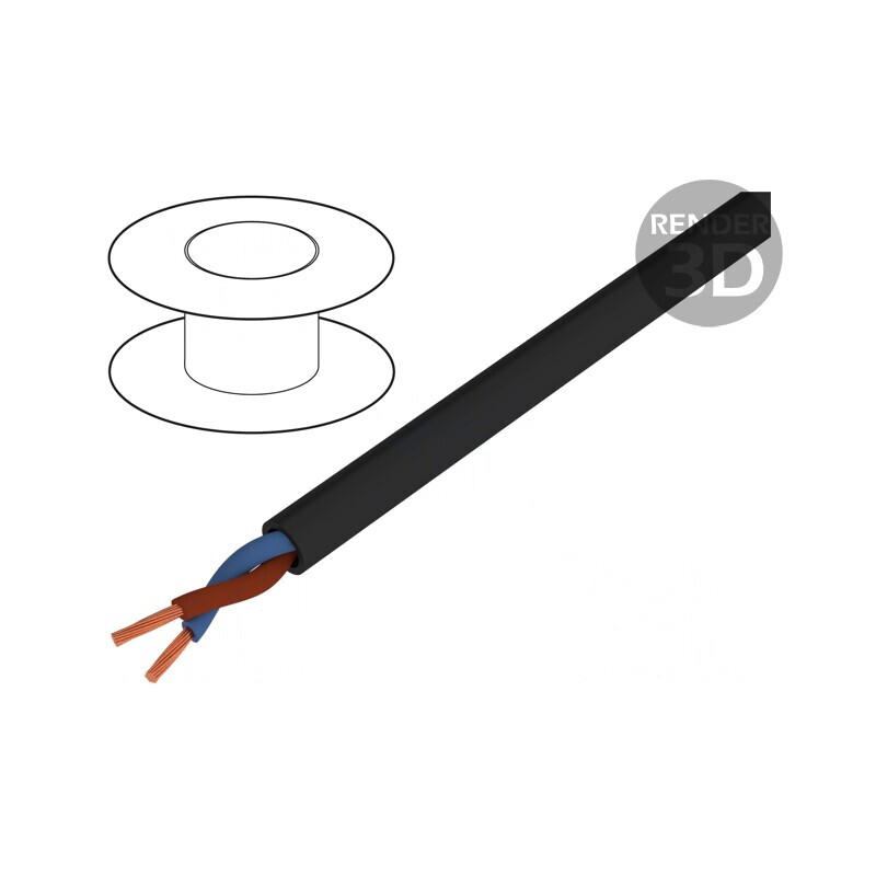 Cablu Electric Rotund Negru 2x0.75mm² PVC 100m | Electronic-mag.ro | Componente Electronice