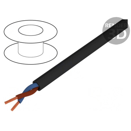 Cablu Electric Rotund Negru 2x0.75mm² PVC 100m | Electronic-mag.ro | Componente Electronice