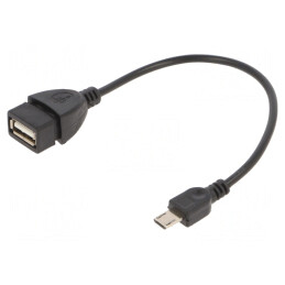 Cablu USB 2.0 A la Micro B 0,15m Negru | Electronic-mag.ro | Componente Electronice