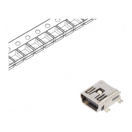 Soclu USB B Mini pentru PCB 5 Pini USB 2.0 | Electronic-mag.ro | Componente Electronice