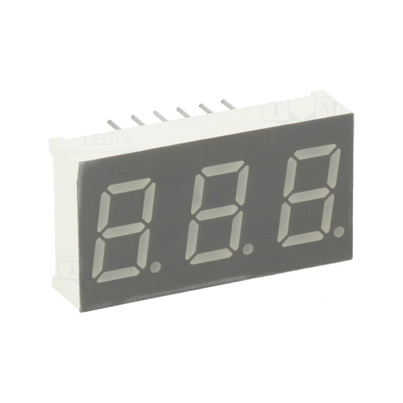 Afișaj LED cu 7 Segmente 10,2mm 3 Cifre Roșu | Electronic-mag.ro | Componente Electronice