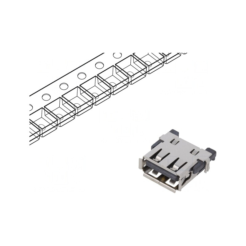 Soclu USB A Montare Orizontală USB 2.0 | Electronic-mag.ro | Componente Electronice