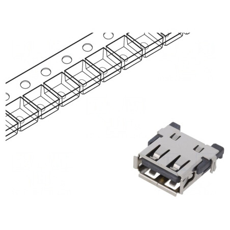 Soclu USB A Montare Orizontală USB 2.0 | Electronic-mag.ro | Componente Electronice