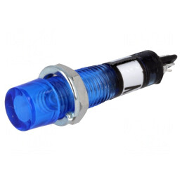Lampă de control: cu neon; concav; albastră; 12VAC; Orif: Ø7,5mm