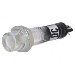 Lampă de control: cu neon; concav; albă; 12VAC; Orif: Ø7,5mm; IP20
