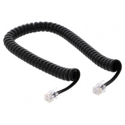 Cablu telefon spiralat împletit negru 2m | Electronic-mag.ro | Componente Electronice