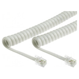 Cablu Telefon Spiralat Împletitură Alb 2m | Electronic-mag.ro | Componente Electronice