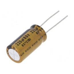 Condensator electrolitic THT 220uF 80V Ø12,5x27mm FG 5mm | Electronic-mag.ro | Componente Electronice