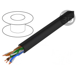 Cablu de Rețea U/UTP Cat5e 24AWG Cu PE Negru 6.2mm | Electronic-mag.ro | Componente Electronice