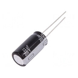 Condensator Electrolitic THT 22uF 200V 10x20mm 5mm Raster | Electronic-mag.ro | Componente Electronice