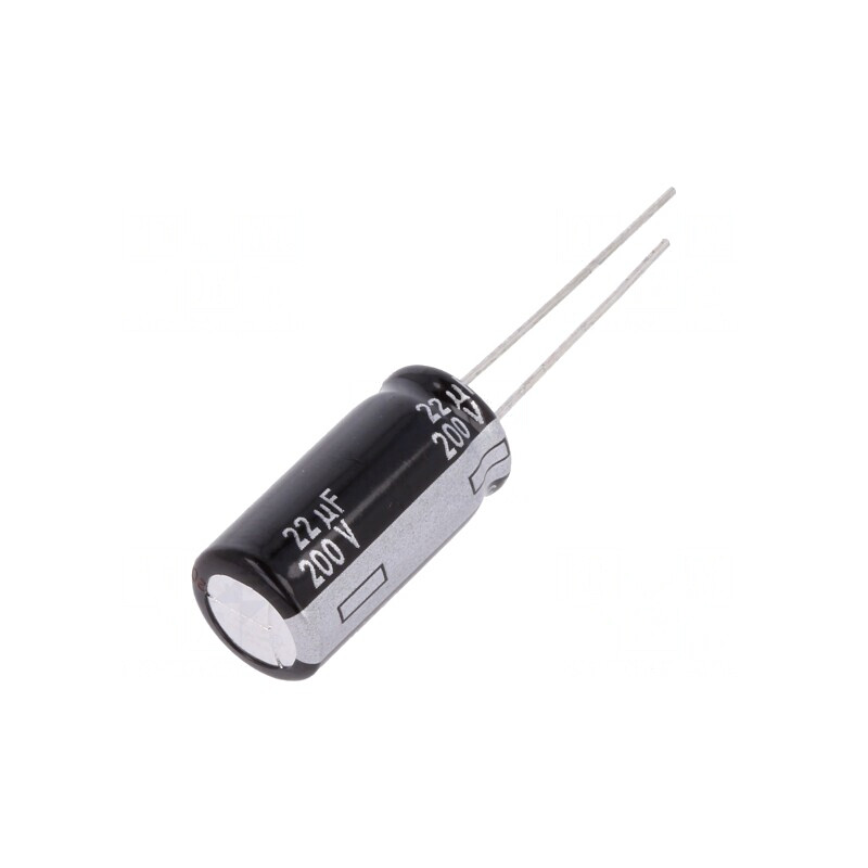 Condensator Electrolitic THT 22uF 200V 10x20mm 5mm Raster | Electronic-mag.ro | Componente Electronice
