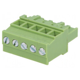 Regletă Conexiuni Deconectabilă 5mm 5 Piste 90° | Electronic-mag.ro | Componente Electronice