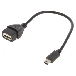 Cablu USB 2.0 A la B Mini, 0.15m, Negru | Electronic-mag.ro | Componente Electronice