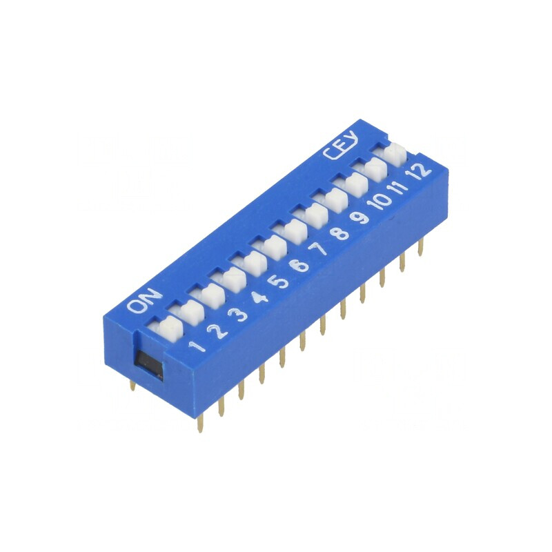 Comutator DIP-SWITCH 12 Secțiuni ON-OFF 12VDC | Electronic-mag.ro | Componente Electronice