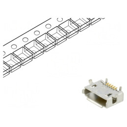 Soclu USB Micro pentru PCB SMT 5 pini Orizontal | Electronic-mag.ro | Componente Electronice