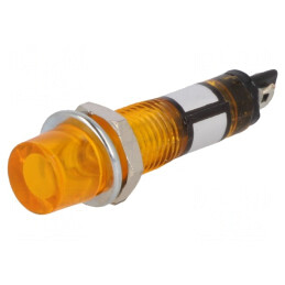 Lampă de control: cu neon; concav; portocalie; 12VAC; Orif: Ø7,5mm