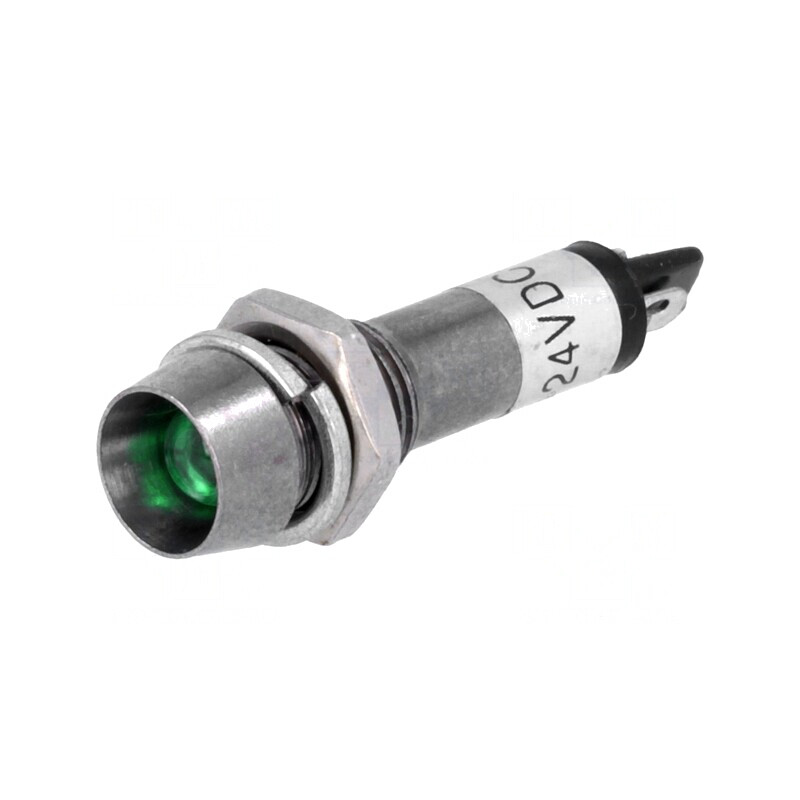 Lampă LED de control verde 24VDC Ø8,2mm IP40 pentru lipit | Electronic-mag.ro | Componente Electronice Lampă LED de control verde 24VDC Ø8,2mm IP40 pentru lipit | Electronic-mag.ro | Componente Electronice