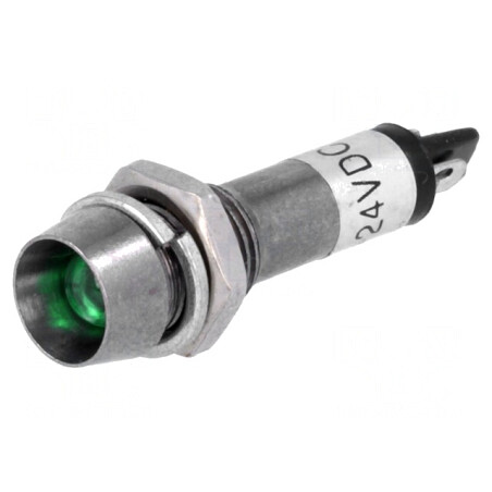 Lampă LED de control verde 24VDC Ø8,2mm IP40 pentru lipit | Electronic-mag.ro | Componente Electronice