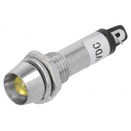 Lampă LED Control Galbenă 24VDC Metal Ø8,2mm IP40 | Electronic-mag.ro | Componente Electronice