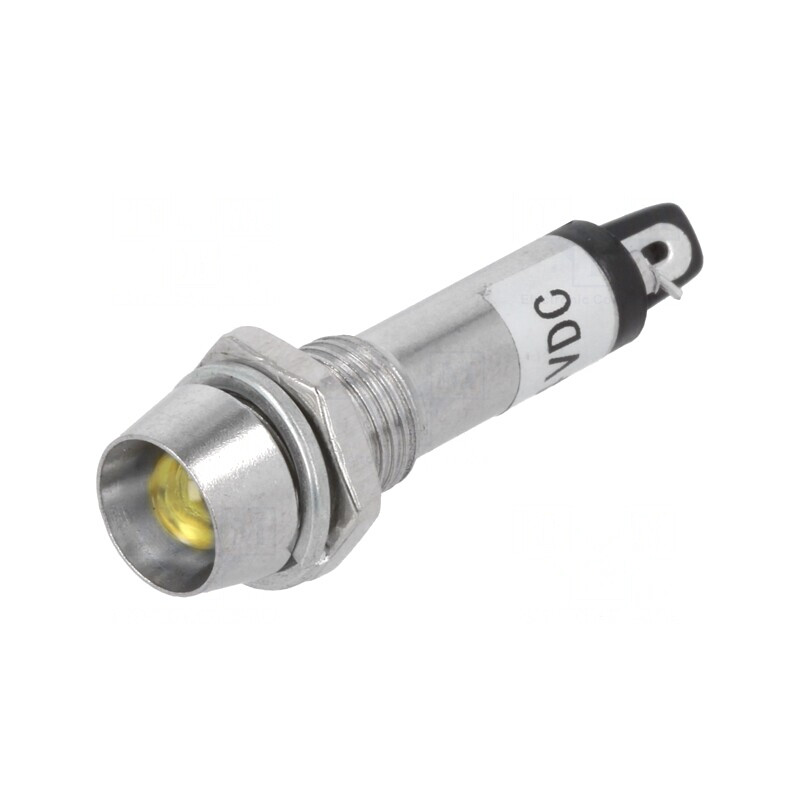 Lampă LED Control Galbenă 24VDC Metal Ø8,2mm IP40 | Electronic-mag.ro | Componente Electronice