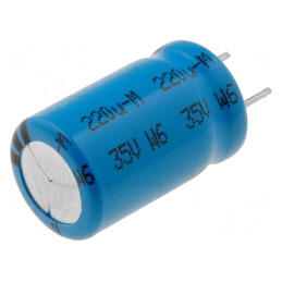 Condensator electrolitic low ESR THT 220uF 35V 10x16mm