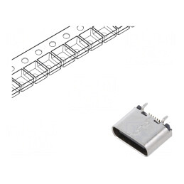 Soclu USB C Vertical Top Mount 5A USB 2.0 | Electronic-mag.ro | Componente Electronice