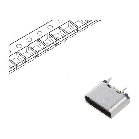 Soclu USB C Vertical Top Mount 5A USB 2.0 | Electronic-mag.ro | Componente Electronice