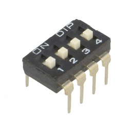 Comutator DIP-SWITCH 4 Secțiuni ON-OFF 24V THT | Electronic-mag.ro | Componente Electronice