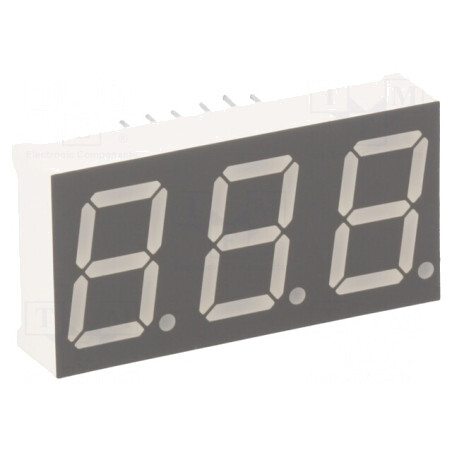 Afișaj LED 7 Segmente 14.2mm 3 Cifre Galben-Verde | Electronic-mag.ro | Componente Electronice
