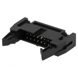 Soclu IDC tată 14 PIN drept cu ejector THT 2,54mm negru | Electronic-mag.ro | Componente Electronice