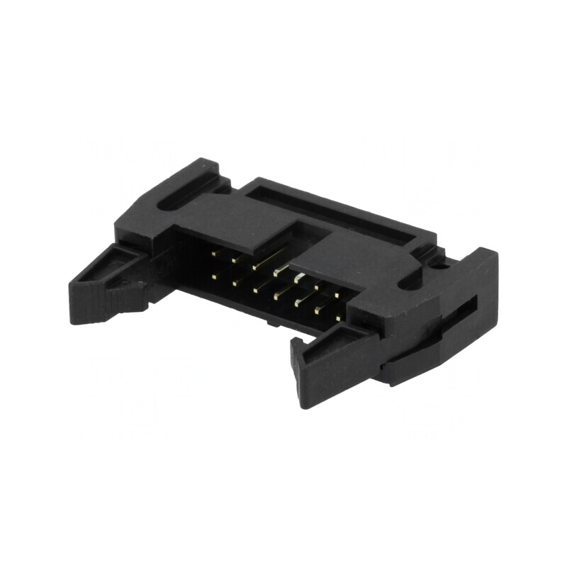 Soclu IDC tată 14 PIN drept cu ejector THT 2,54mm negru | Electronic-mag.ro | Componente Electronice
