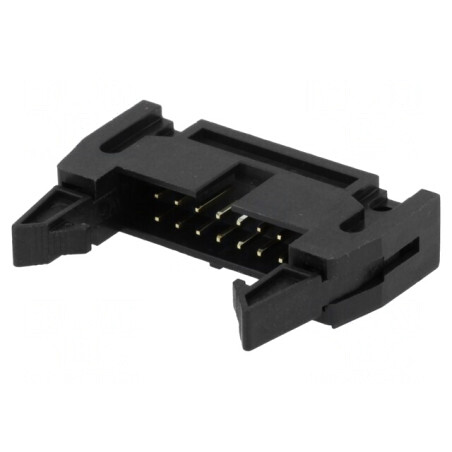 Soclu IDC tată 14 PIN drept cu ejector THT 2,54mm negru | Electronic-mag.ro | Componente Electronice