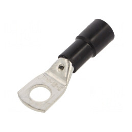Vârf inelar tubular M8 16mm2 negru crimpat cablu | Electronic-mag.ro | Componente Electronice