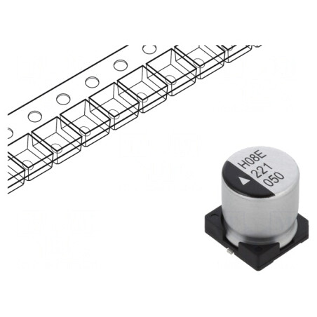 Condensator electrolitic SMD 220uF 50V 12.5x13.5mm 5000h | Electronic-mag.ro | Componente Electronice