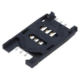 Conector pentru Carduri SIM cu Mâner Rabatabil Aurit SMT | Electronic-mag.ro | Componente Electronice