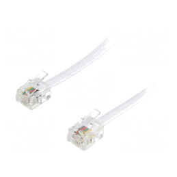 Cablu telefon RJ11, 2m, alb | Electronic-mag.ro | Componente Electronice