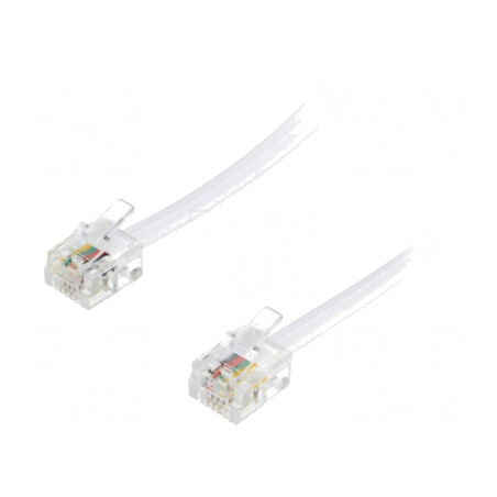 Cablu telefon RJ11, 2m, alb | Electronic-mag.ro | Componente Electronice