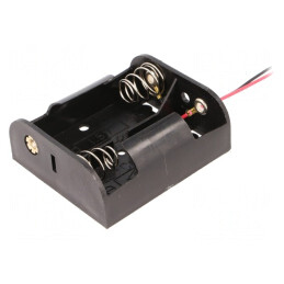 Suport Baterii R14 cu 2 Cabluri Negru 150mm | Electronic-mag.ro | Componente Electronice