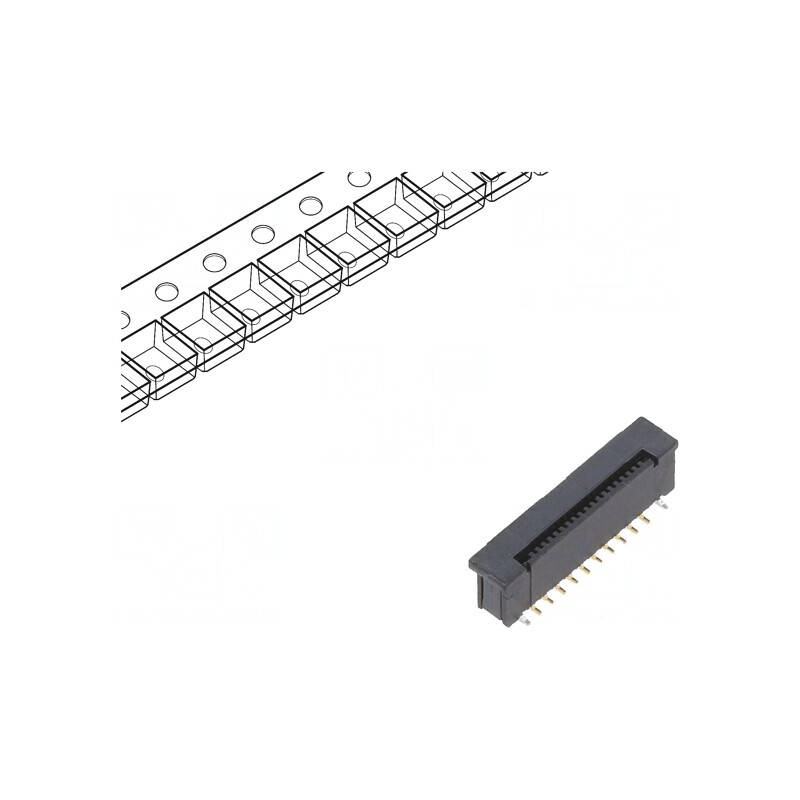 Conector FFC/FPC 20 Pin ZIF SMT 50V 500mA Aurit Vertical 0.5mm | Electronic-mag.ro | Componente Electronice