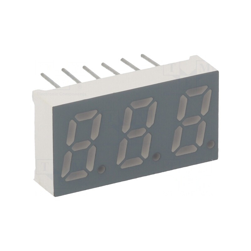 Afișaj LED 7 Segmente 8mm 3 Cifre Galben-Verde | Electronic-mag.ro | Componente Electronice