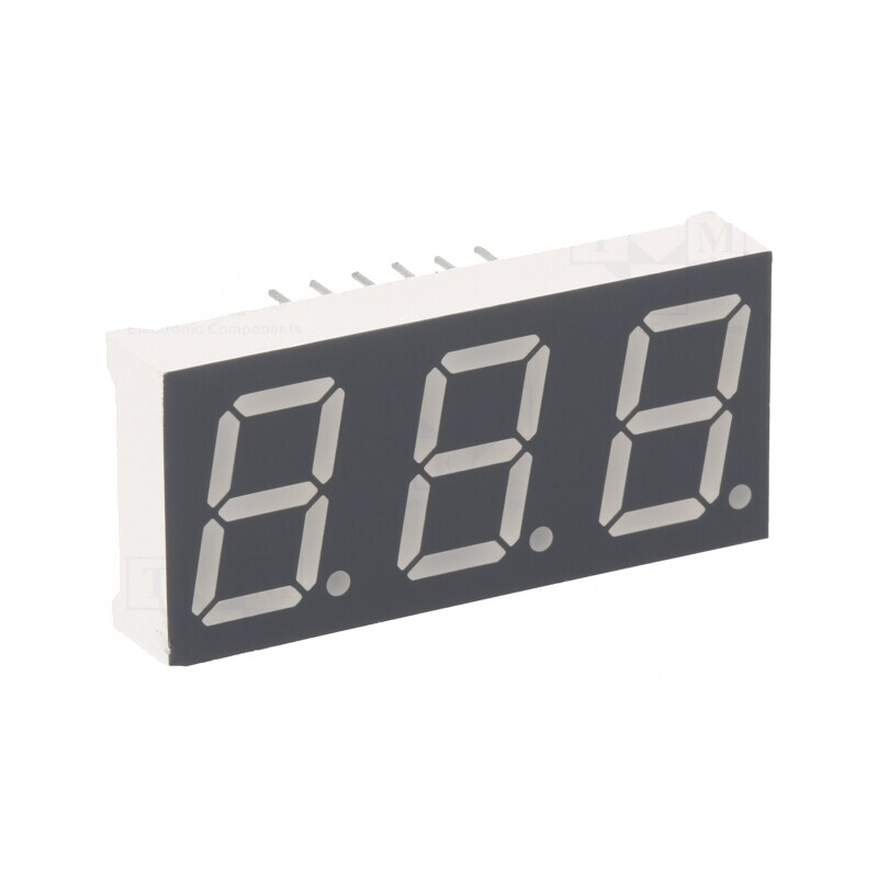 Afişaj LED 7 Segmente 13,2mm Galben-Verde 3 Digits | Electronic-mag.ro | Componente Electronice