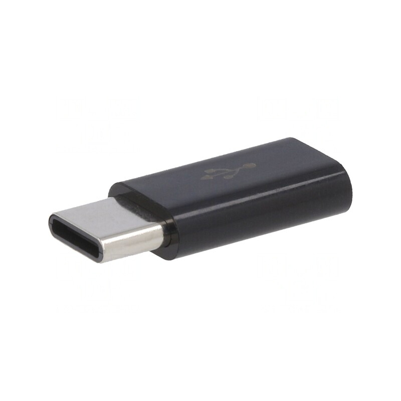 Adaptor USB 2.0 Micro USB B la USB C Negru | Electronic-mag.ro | Componente Electronice