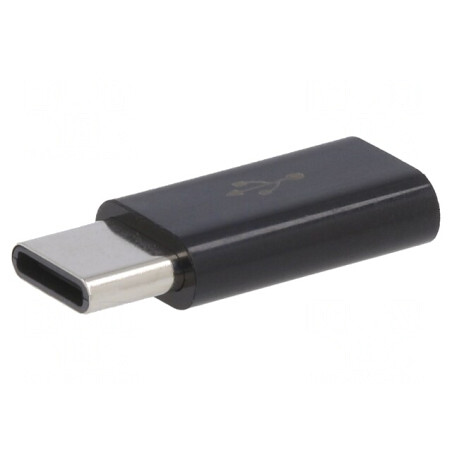 Adaptor USB 2.0 Micro USB B la USB C Negru | Electronic-mag.ro | Componente Electronice