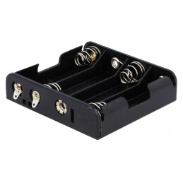 Suport Baterii AA R6 pentru Lipire Negru 4 Sloturi | Electronic-mag.ro | Componente Electronice
