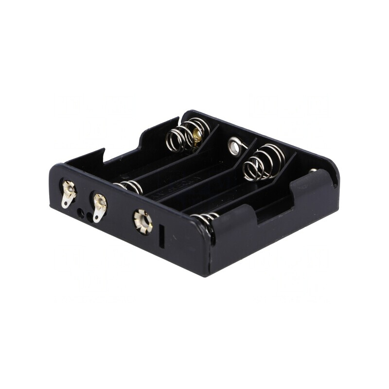 Suport Baterii AA R6 pentru Lipire Negru 4 Sloturi | Electronic-mag.ro | Componente Electronice