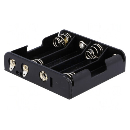 Suport Baterii AA R6 pentru Lipire Negru 4 Sloturi | Electronic-mag.ro | Componente Electronice