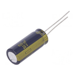 Condensator Electrolitic Low ESR 820uF 25V THT Ø10x25mm | Electronic-mag.ro | Componente Electronice