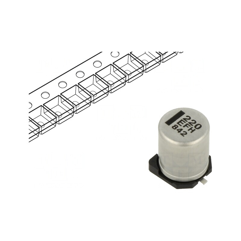 Condensator Electrolitic Low ESR SMD 220uF 25V 8x10.2mm | Electronic-mag.ro | Componente Electronice