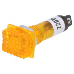 Lampă de control: cu neon; convex; galbenă; 230VAC; Orif: Ø10mm