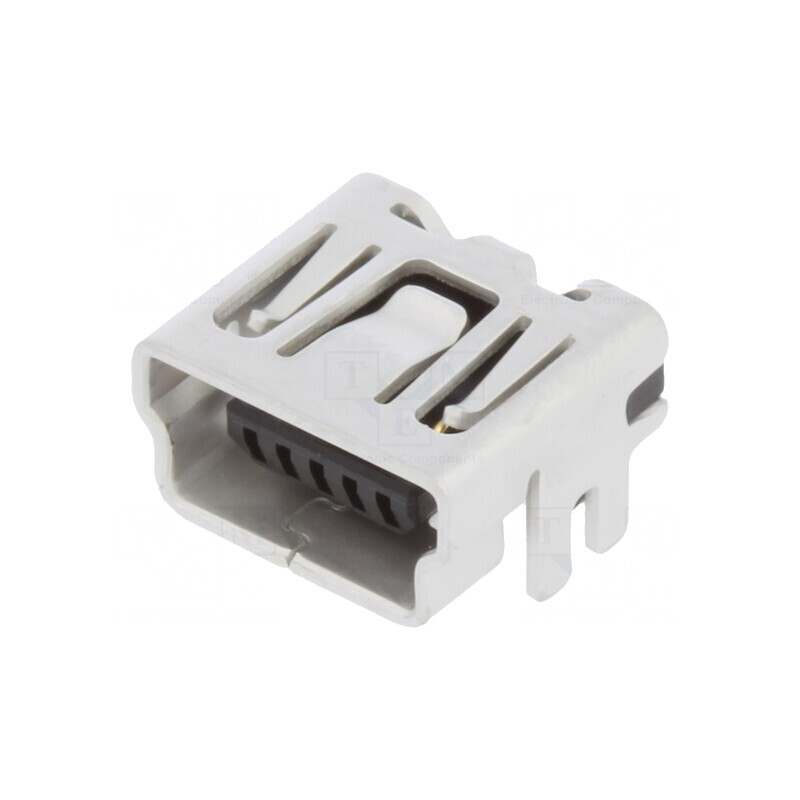 Soclu USB B Mini pentru PCB SMT/THT 5 Pini Orizontali | Electronic-mag.ro | Componente Electronice